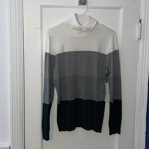 CK color block neutral thin turtleneck